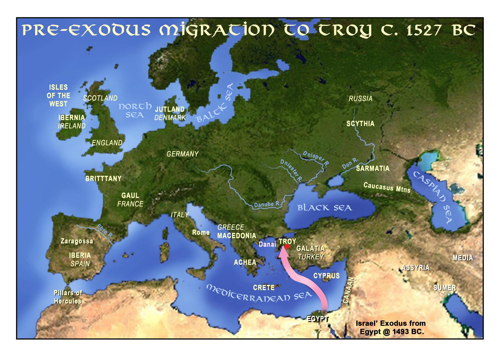 Pre-exodus migration to Troy C. 1527 B.C.